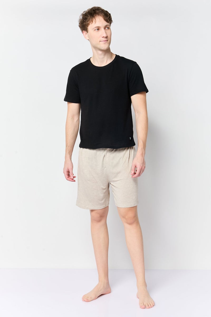 Frye Men Brand Logo Sleep Shorts, Sand - Image 4